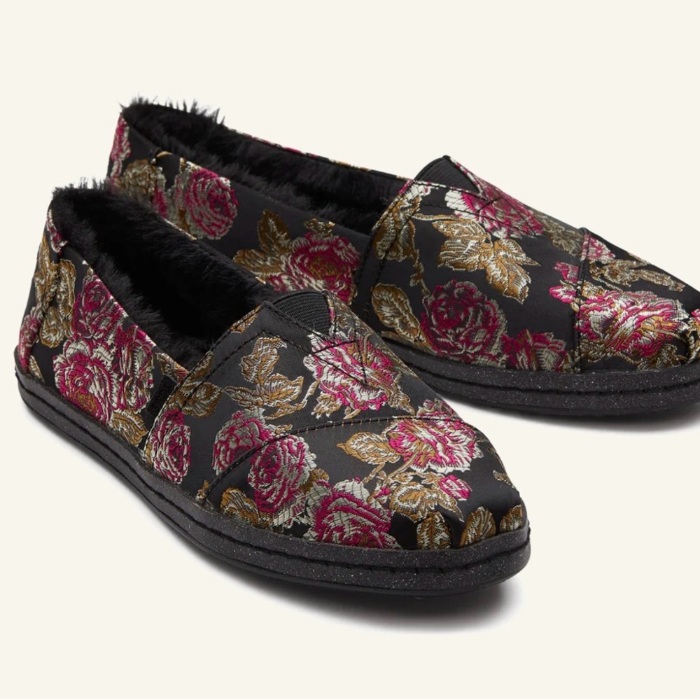 TOMS Alaprgata Leather Wrap : Black Metallic Floral Brocade W8 - Picture 12 of 13